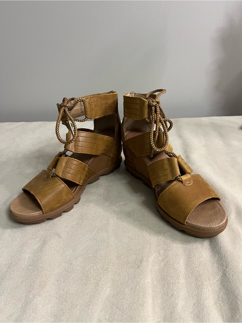 🤎 SOREL Joanie Lace Gladiator Sandals Leather Lace-Up Wedge Sandals Size 10 - Picture 10 of 10